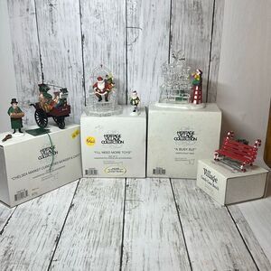 Department 56‎ Lot of 4 Village Accessories A Busy Elf Candy Cane Bench